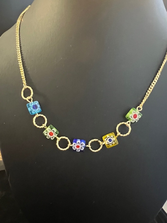 Jewelry - Beautiful Multi-Colored Necklace with Gold Chain NWT